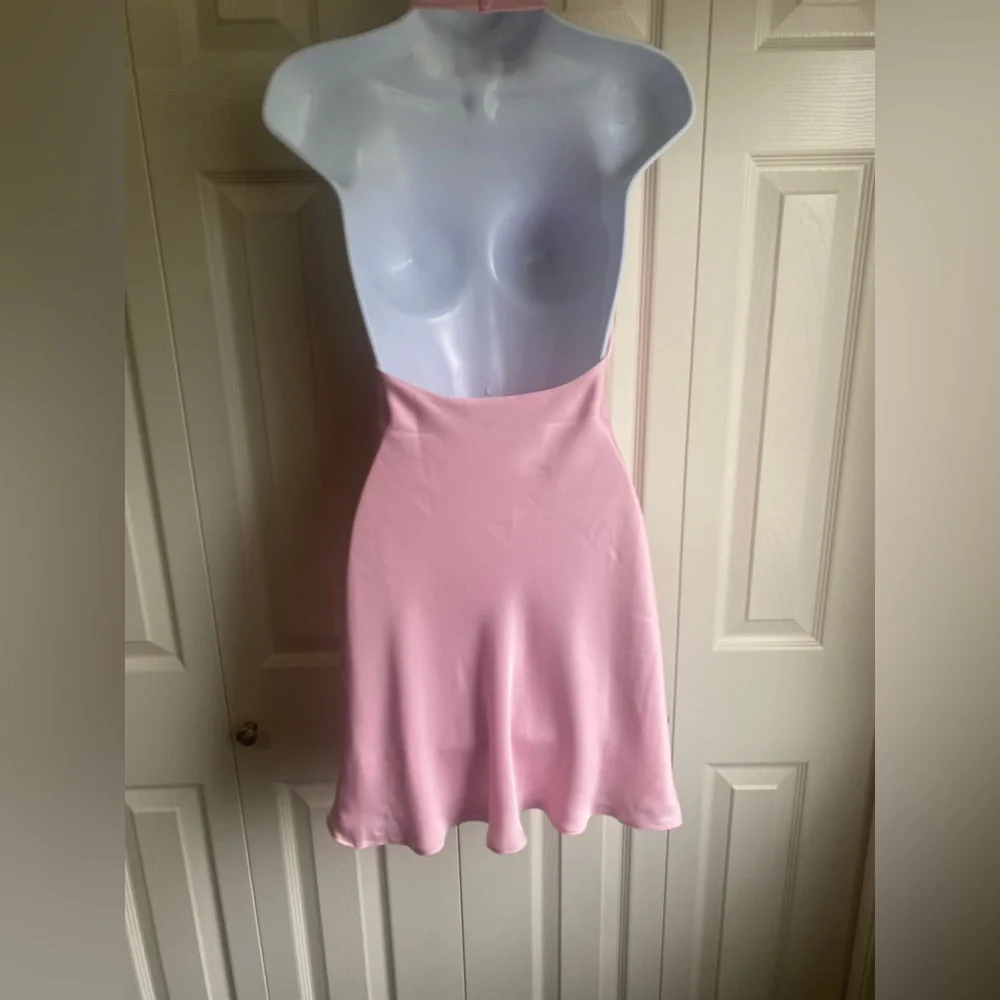 NEW Aritzia Audience Satin Halter Mini Dress in Jellybean Size 0 - Picture 8 of 10